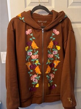 Taylor Swift Brown Floral Hoodie Jacket
